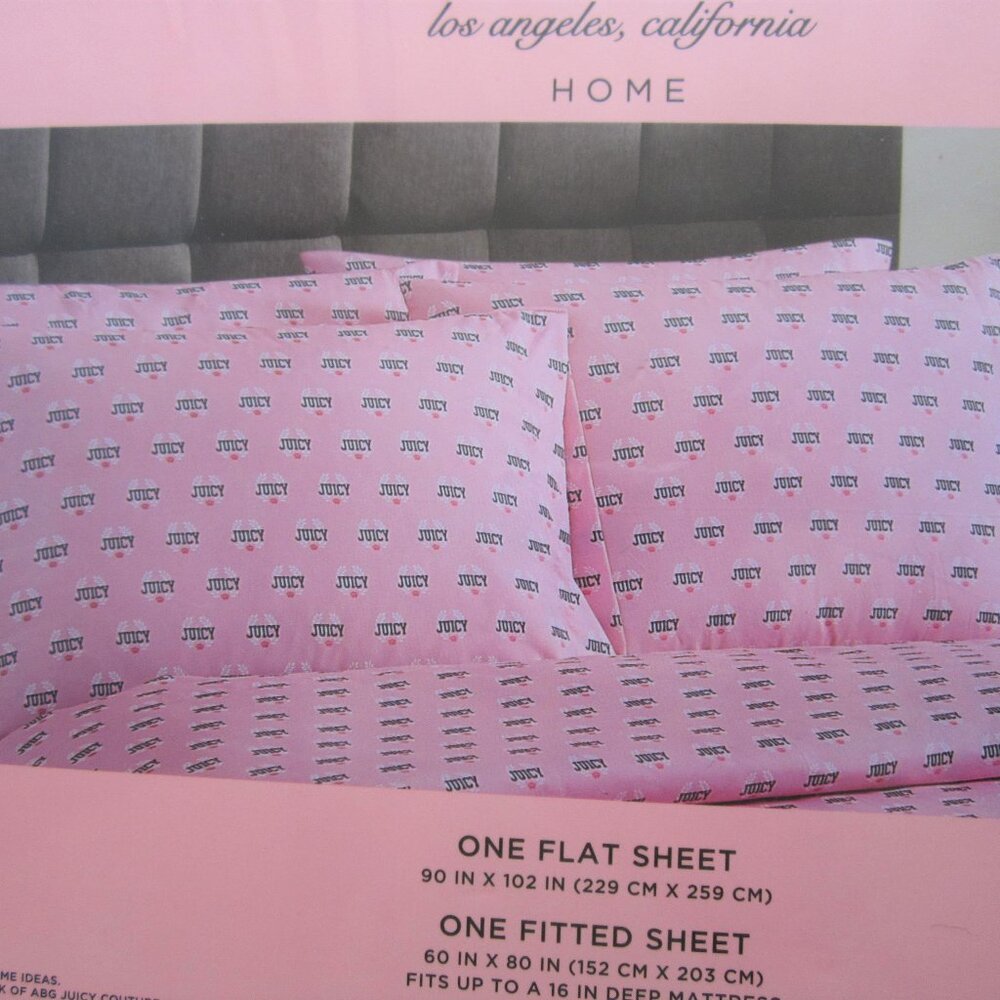 Juicy Couture Queen Sheet Set Pink - Picture 3 of 4